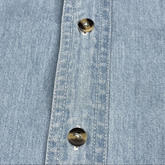 Vintage Native American Shirt Chambray Button Tribal Indigenous Blue Summer - Picture 7 of 12